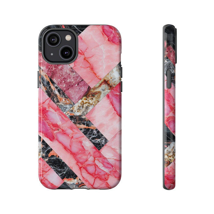 Roze en Zwart Geometrisch Marmerpatroon