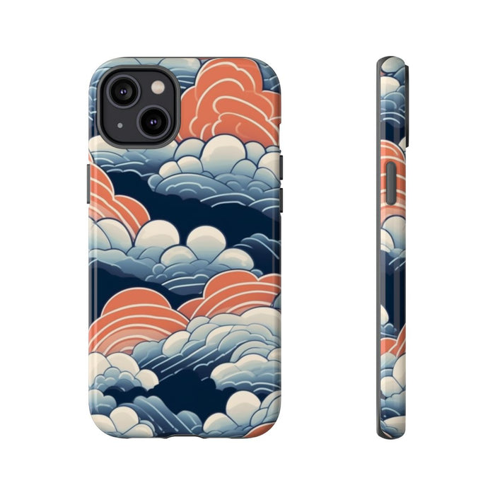 Gestileerd Wolkenpatroon in Blauw en Oranje