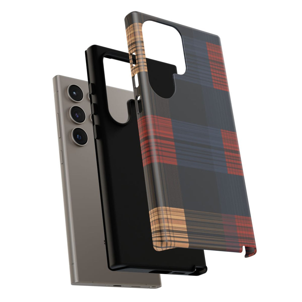 Caramel en Donkerblauw Geruit Patroon
