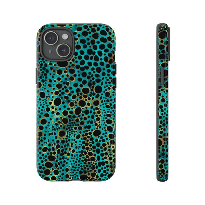 Turquoise en Zwart Abstract Stippenpatroon