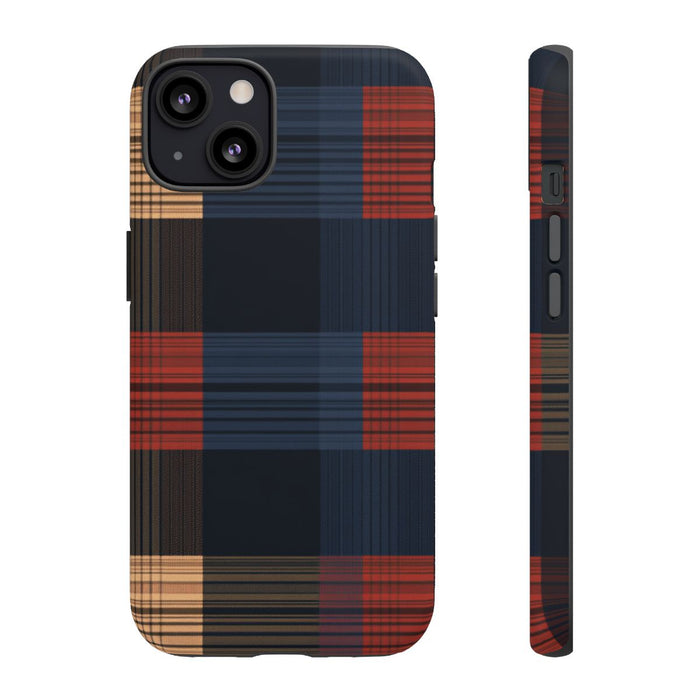 Caramel en Donkerblauw Geruit Patroon