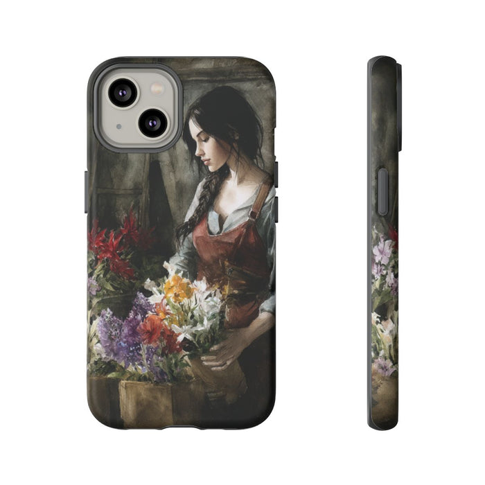 Vrouw die Bloemen Schikt in Kunstzinnige Stijl
