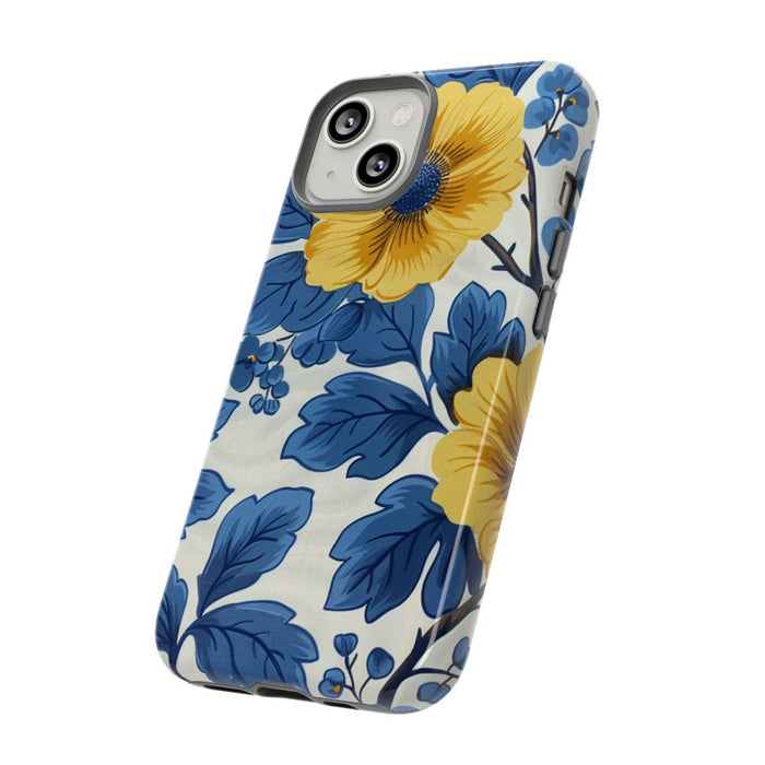 Blauw-Geel Bloemenpatroon