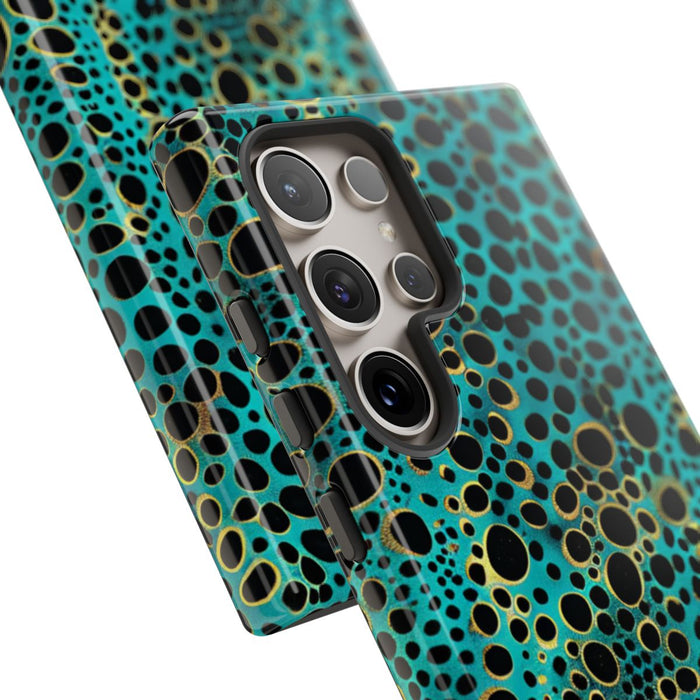Turquoise en Zwart Abstract Stippenpatroon