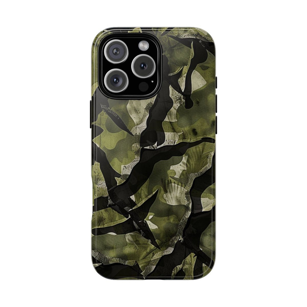 Groen Camouflagepatroon met Zwarte Abstracte Vormen