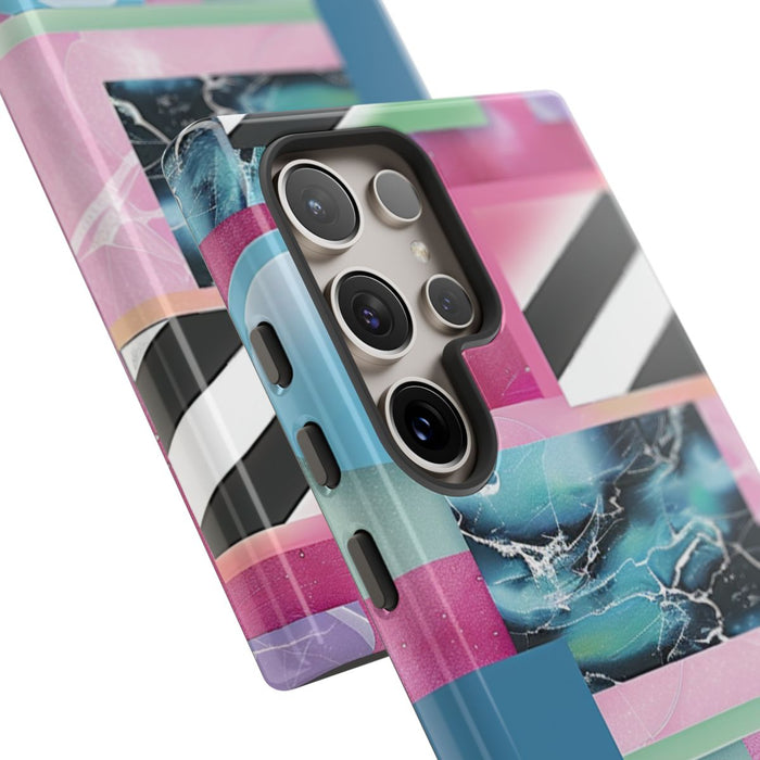Abstract Geometrisch Patroon in Roze en Blauw
