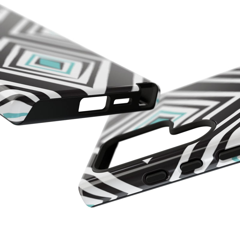 Geometrisch Zwart-Turquoise Diamantpatroon