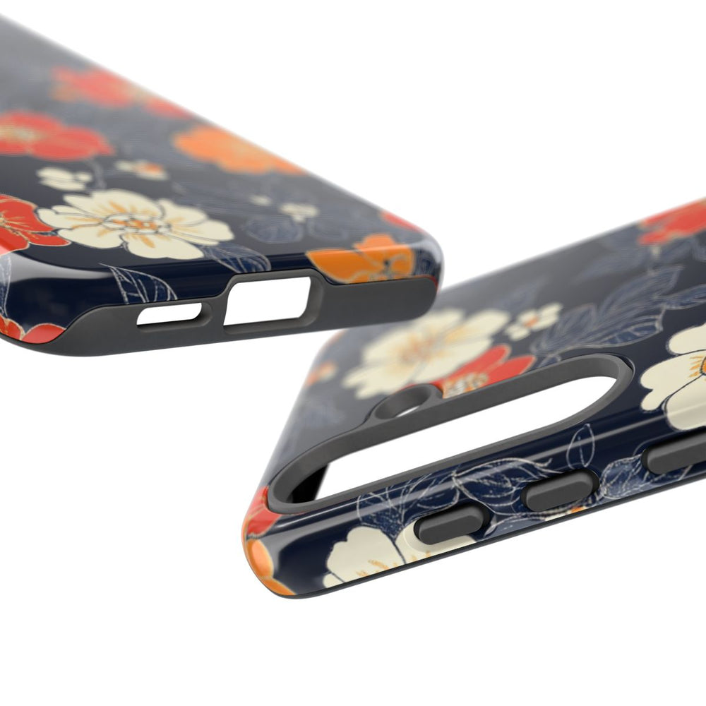 Oranje en Witte Bloemenprint