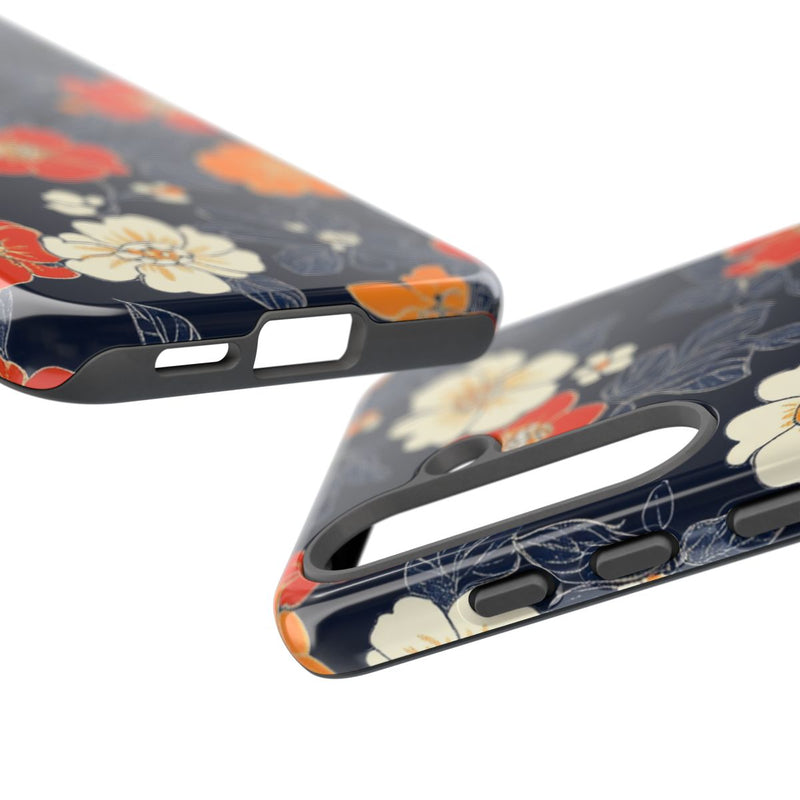 Oranje en Witte Bloemenprint