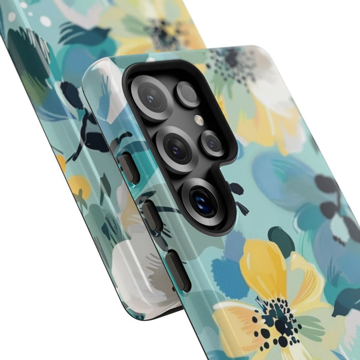Turquoise Bloemenpatroon met Stippen