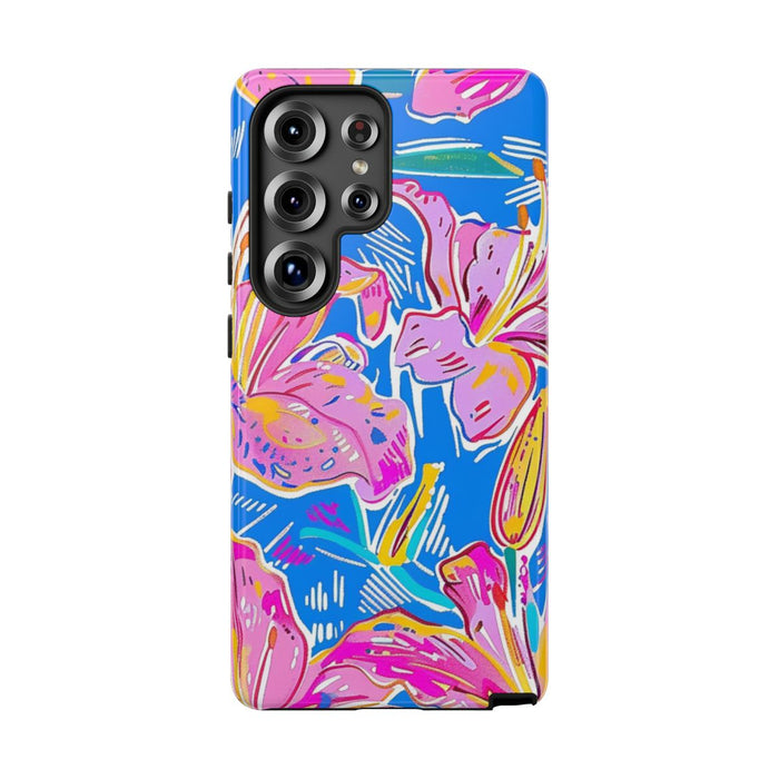 Felroze en Gele Bloemenprint