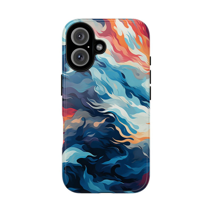 Abstracte Oceaangolven met Vurige Kleuren