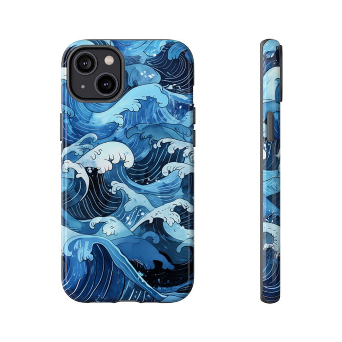 Handgetekende Japanse Stijl Oceaangolven