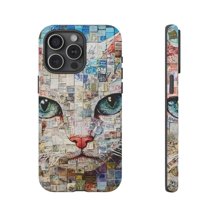 Kattengezicht Collage met Blauwe Achtergrond