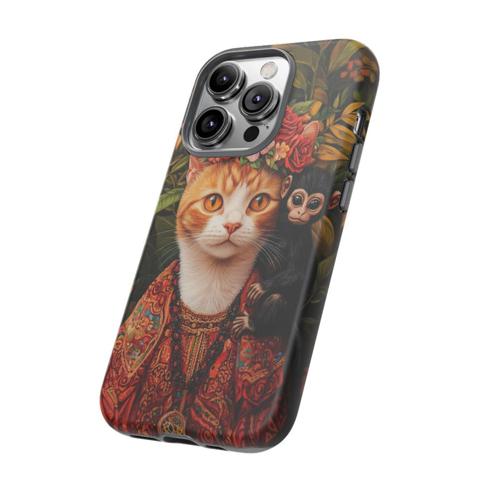 Gemberkleurige Kat met Bloemenkroon en Aapje