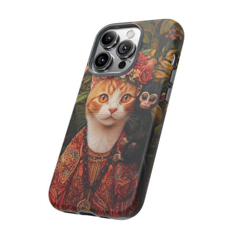 Gemberkleurige Kat met Bloemenkroon en Aapje