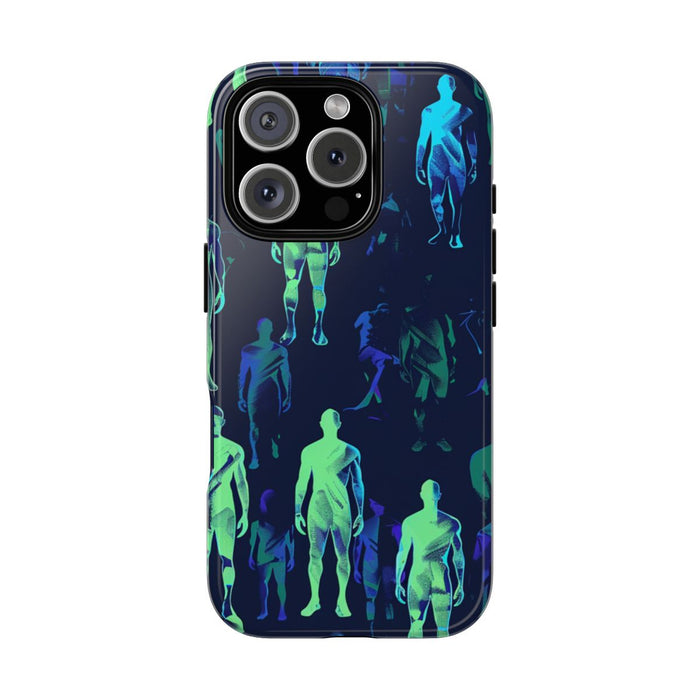 Blauw-Groene Neon Figurenpatroon