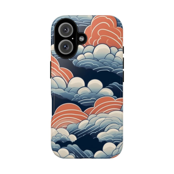 Gestileerd Wolkenpatroon in Blauw en Oranje