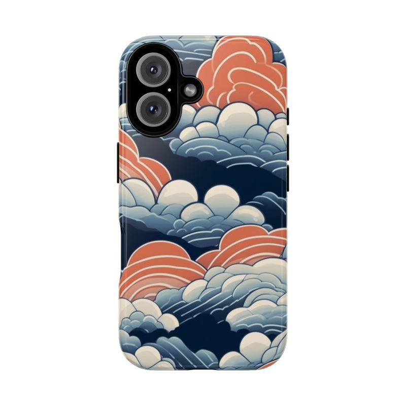 Gestileerd Wolkenpatroon in Blauw en Oranje