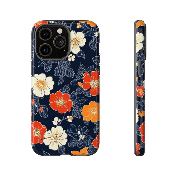 Oranje en Witte Bloemenprint