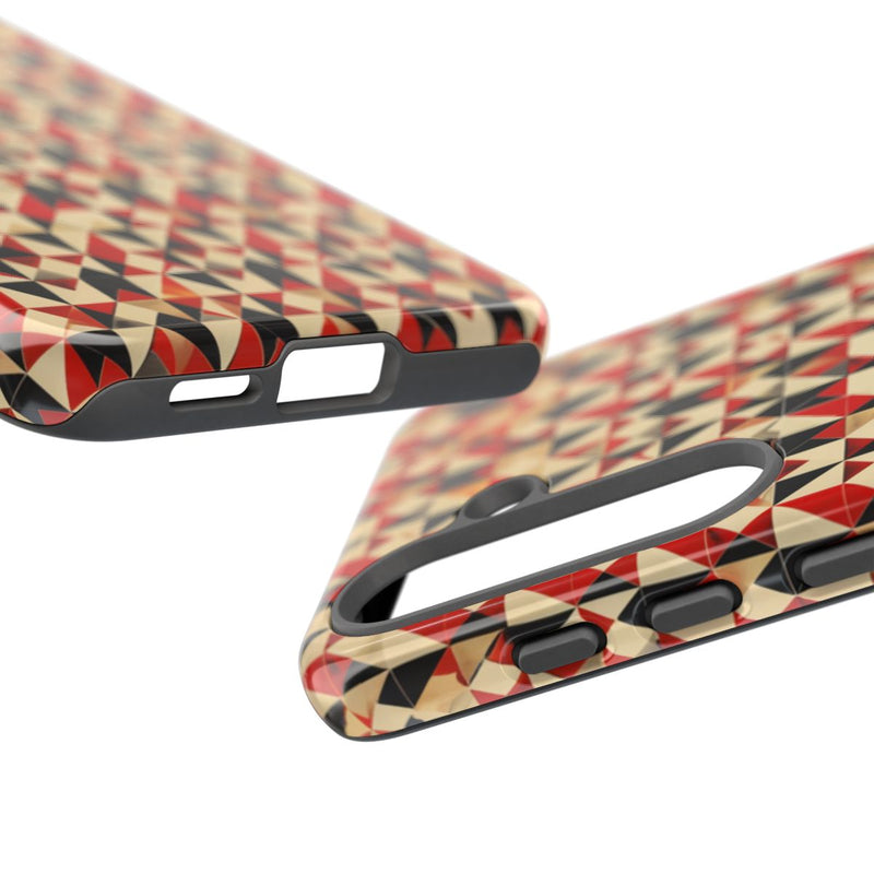 Geometrisch Abstract Patroon in Rood en Zwart