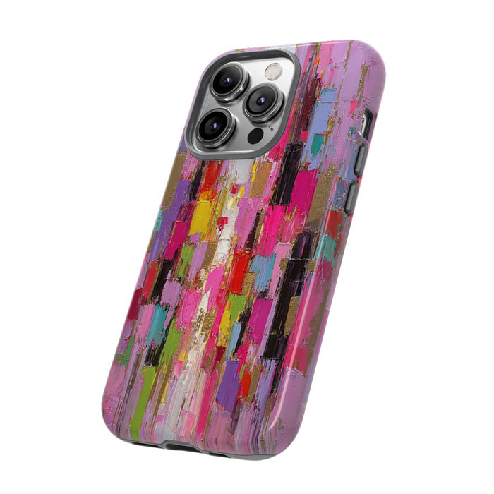 Levendige Abstracte Kleurenblokken met Gouden Accenten