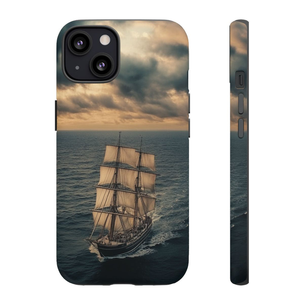 Zeilschip op Oceaan met Dramatische Lucht