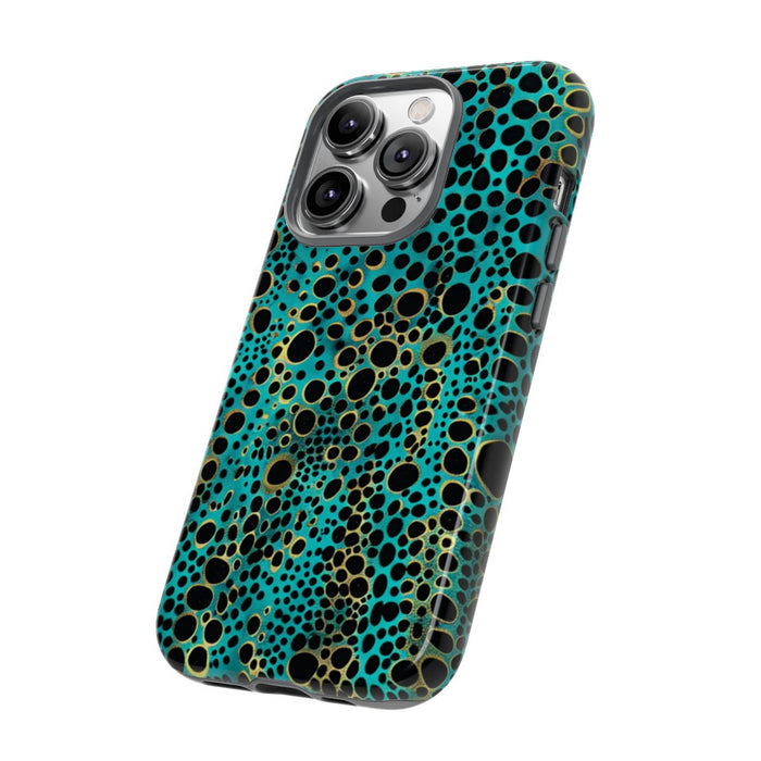 Turquoise en Zwart Abstract Stippenpatroon