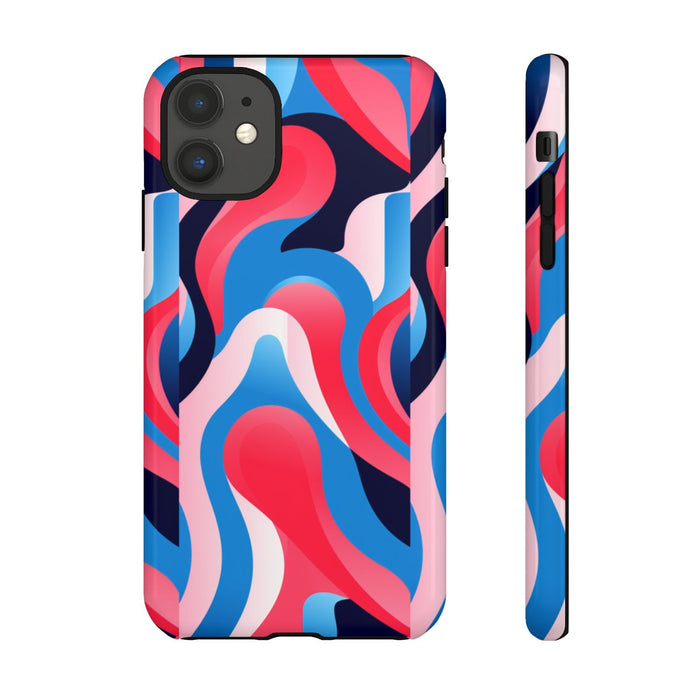 Blauw-Rood Abstract Golvend Patroon