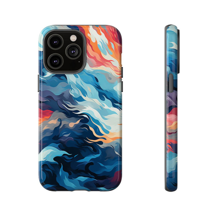 Abstracte Oceaangolven met Vurige Kleuren