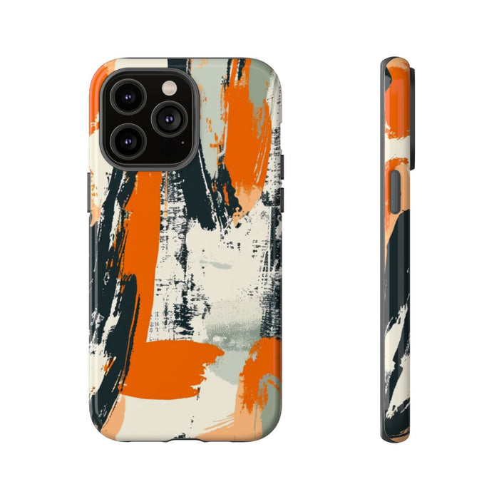 Abstract Oranje-Zwart Penseelstrepenpatroon