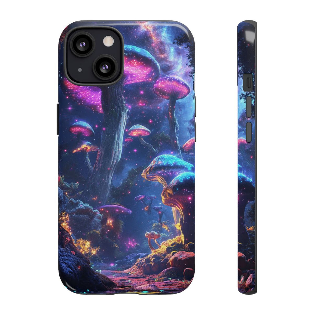 Glinsterende Bioluminescente Paddenstoelen in Kosmische Nacht