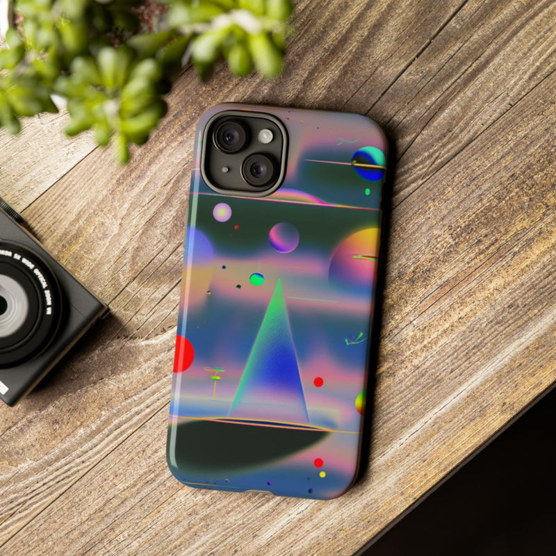 Kleurrijke Geometrische Bollen en Piramide Abstract