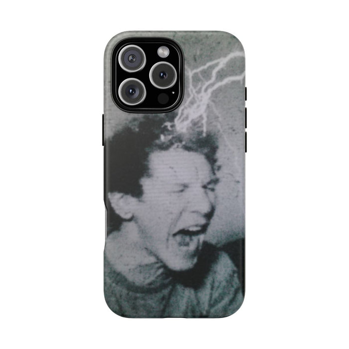 Zwart-Wit Portret met Bliksemeffect en Vintage Look