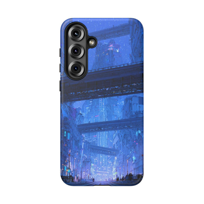 Futuristische Blauwe Stadsstraat