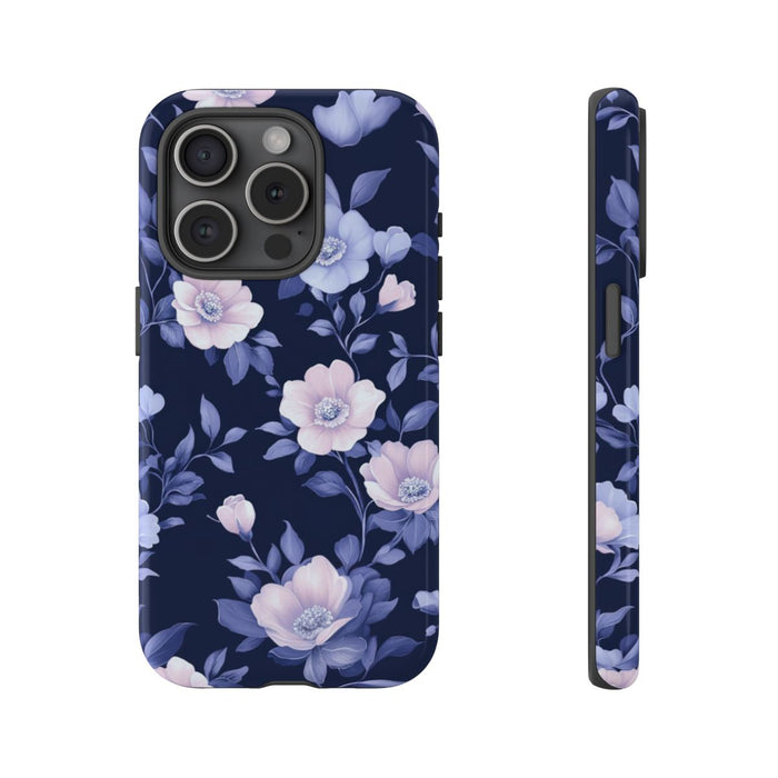 Elegant Blauw-Roze Bloemenpatroon