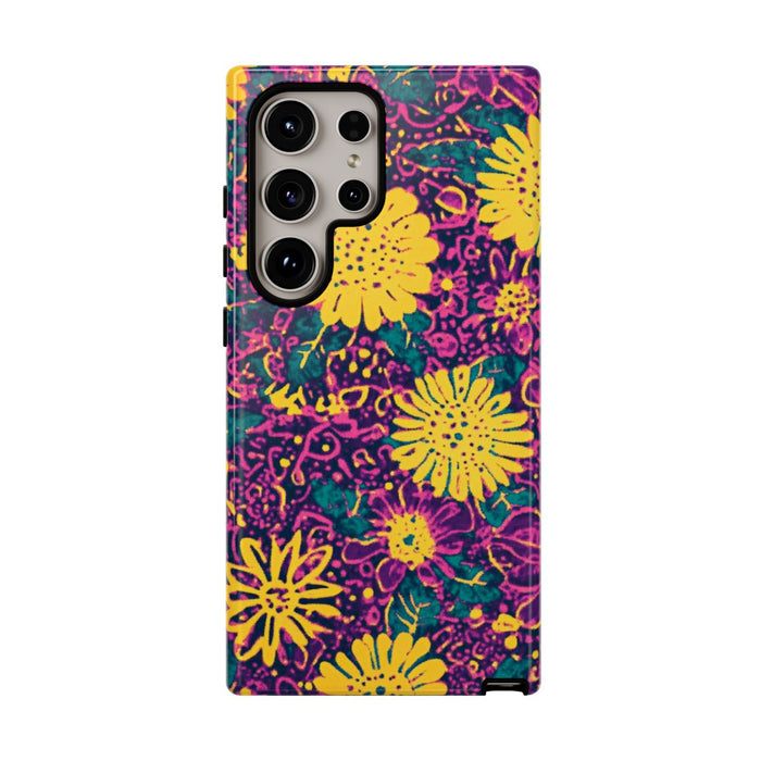 Gele en Paarse Bloemenprint