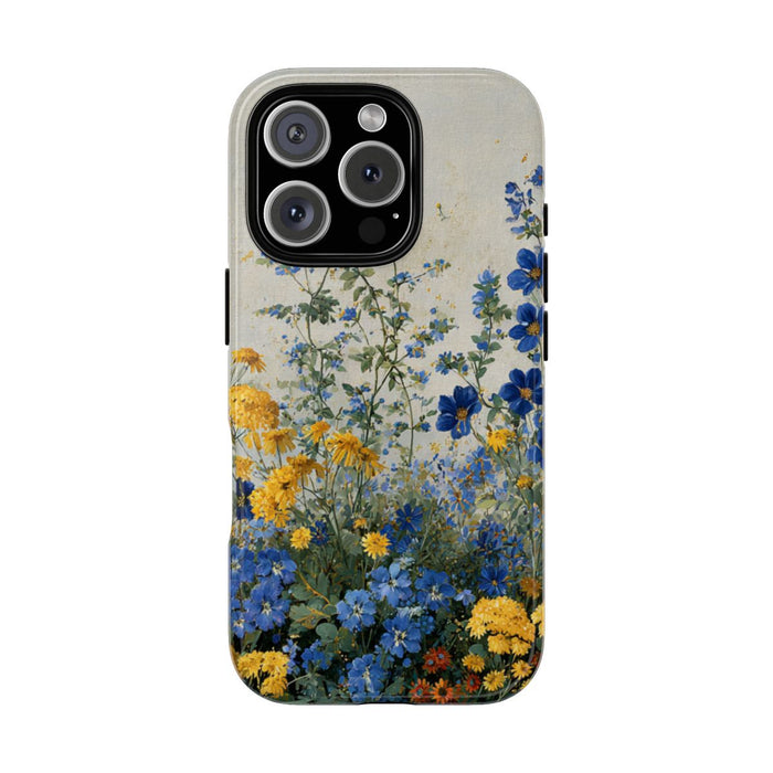 Blauwe en Gele Wilde Bloemen