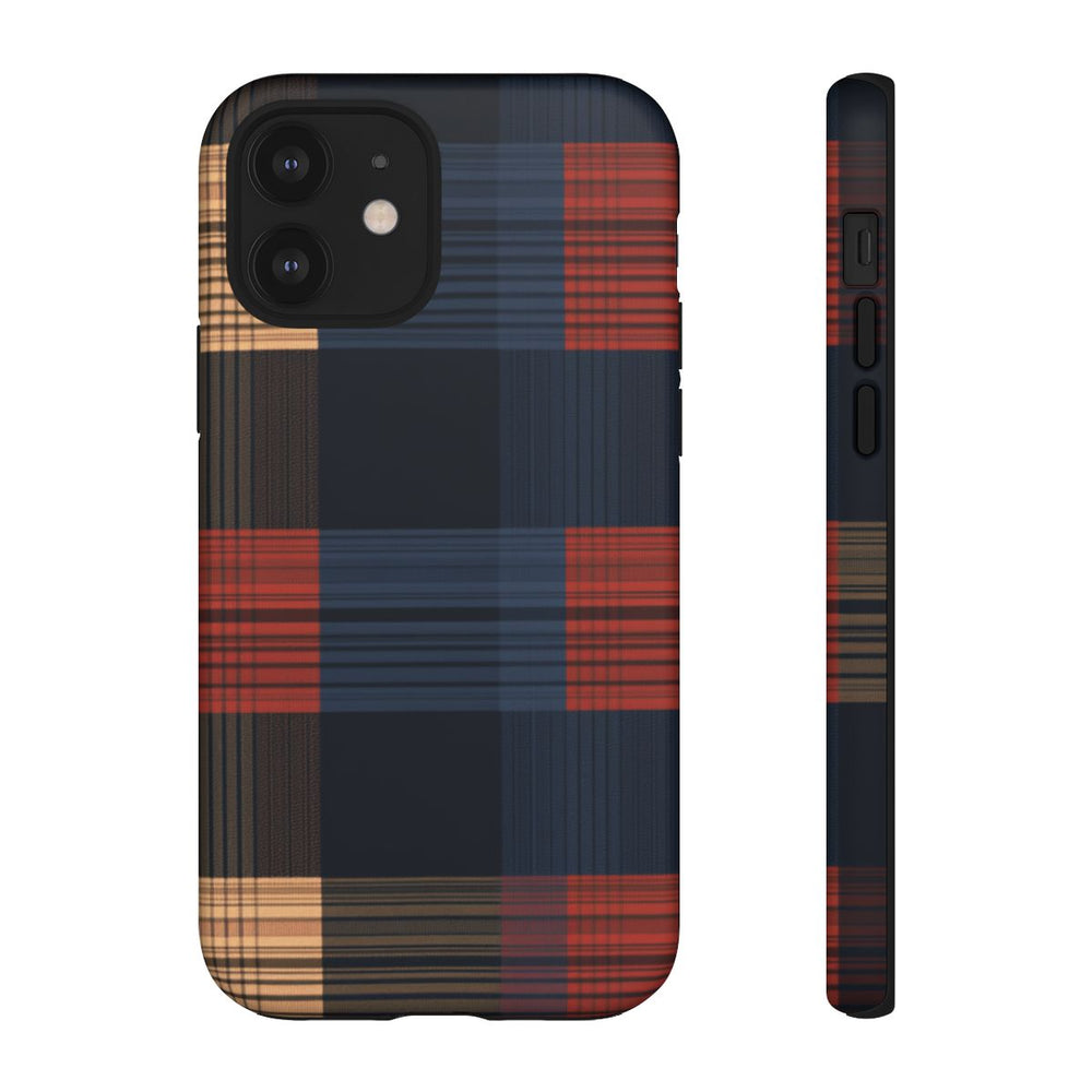 Caramel en Donkerblauw Geruit Patroon