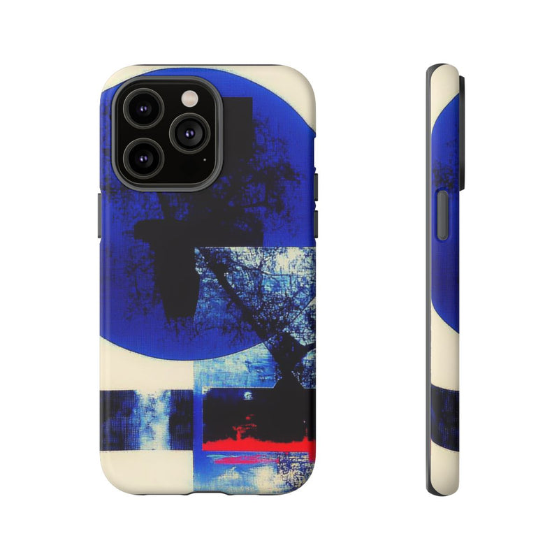 Abstracte Blauwe en Zwarte Geometrische Kunst