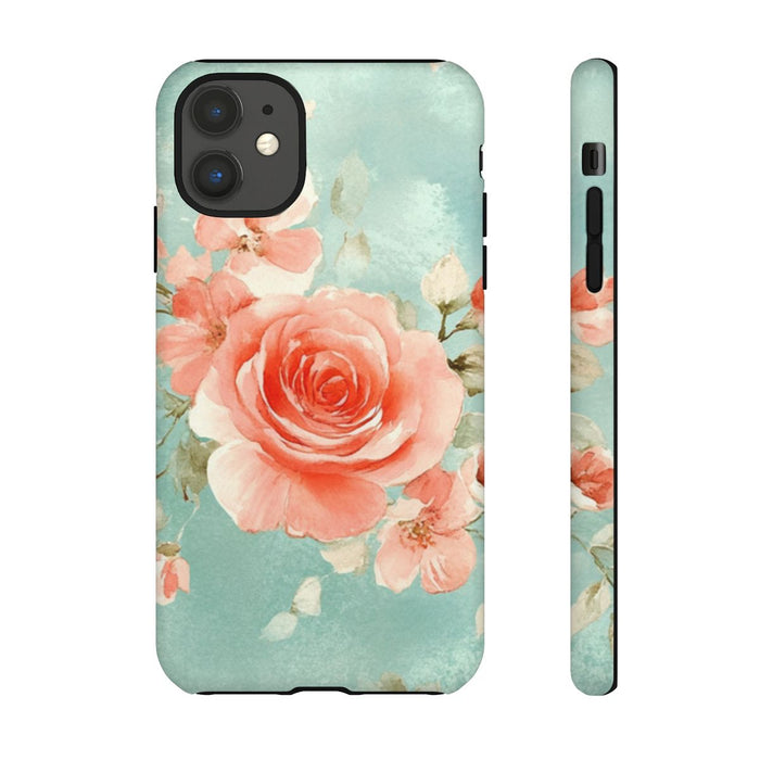Aquarel Roze Rozen op Turquoise Achtergrond
