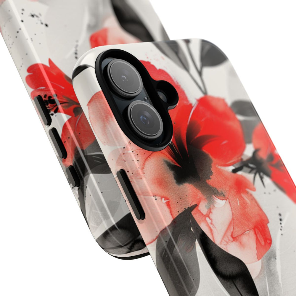 Rood-Zwart Waterverf Bloemenpatroon