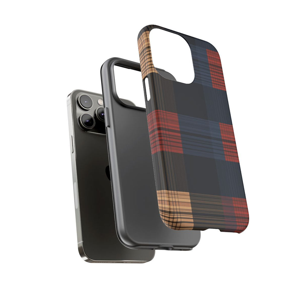 Caramel en Donkerblauw Geruit Patroon