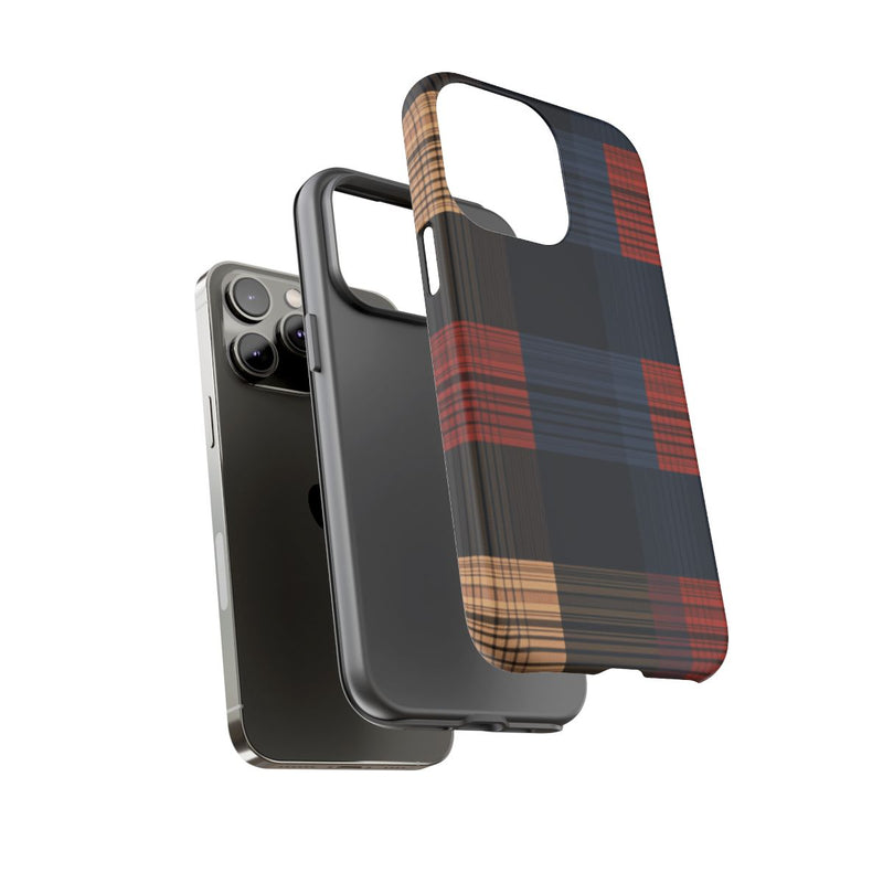 Caramel en Donkerblauw Geruit Patroon