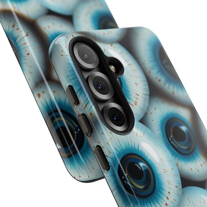 Glanzend Hoesje met Blauw Oogpatroon
