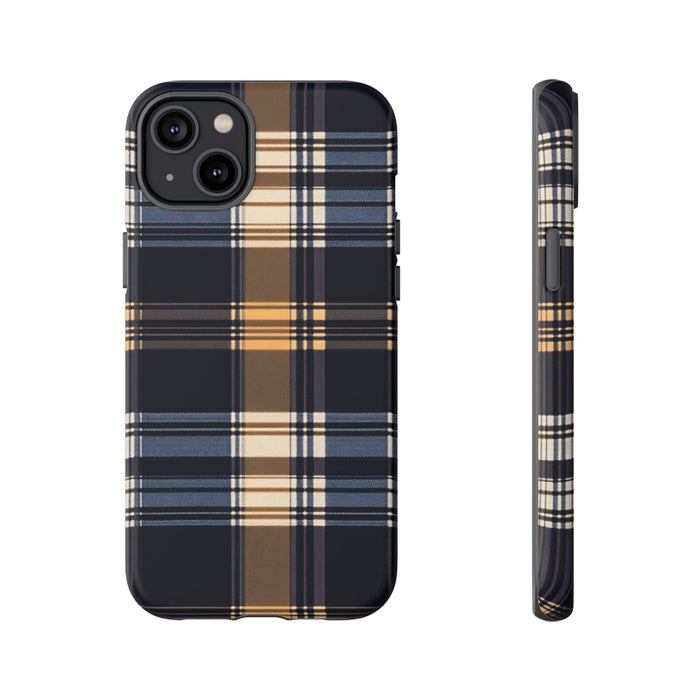 Caramel en Donkerblauw Geruit Patroon
