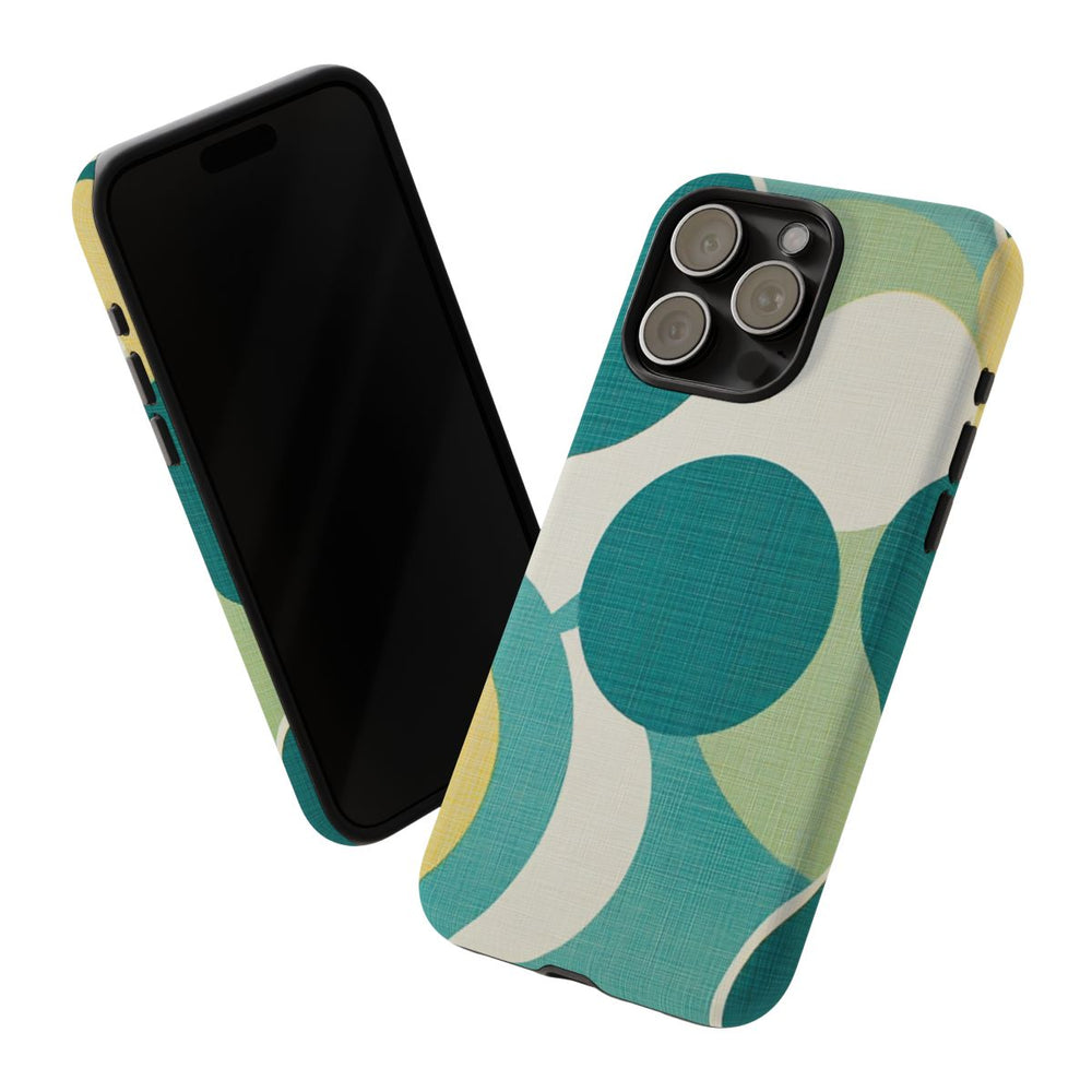 Retro Patroon met Blauwe en Gele Cirkels