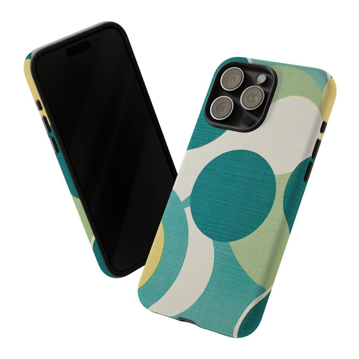 Retro Patroon met Blauwe en Gele Cirkels