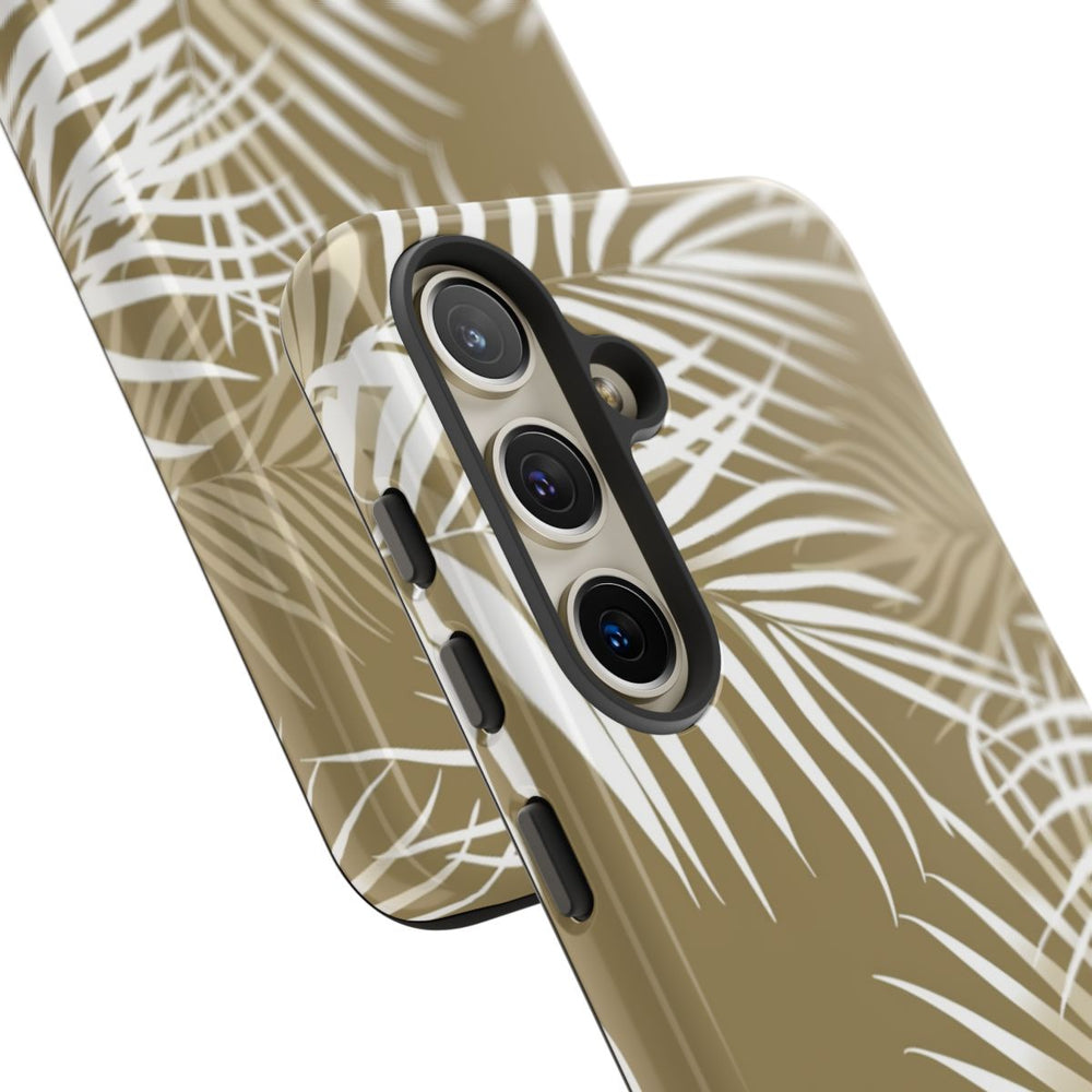 Witte Palmbladeren op Khaki Achtergrond