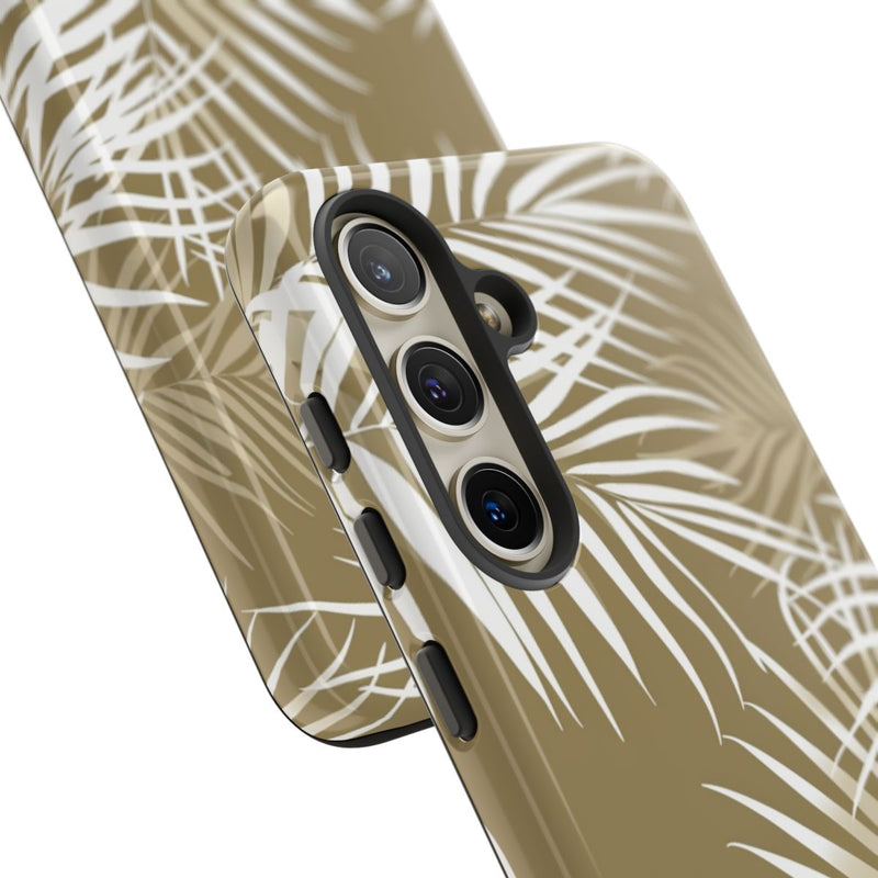 Witte Palmbladeren op Khaki Achtergrond